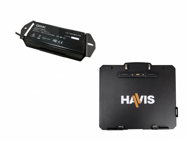 DISCONTINUED – Docking Station For Getac K120 Convertible Laptop with Triple Pass-Thru Antenna Connections & External Power Supply with Lighter Plug