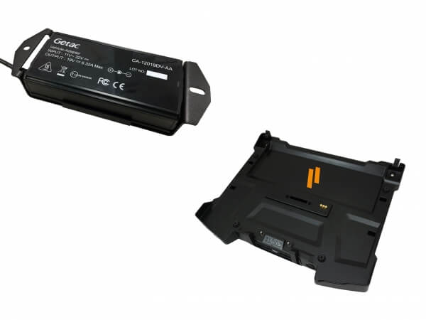 DISCONTINUED – Cradle For Getac S410 Notebook  With Triple Pass-Thru Antenna Connections & External Power Supply with Lighter Plug