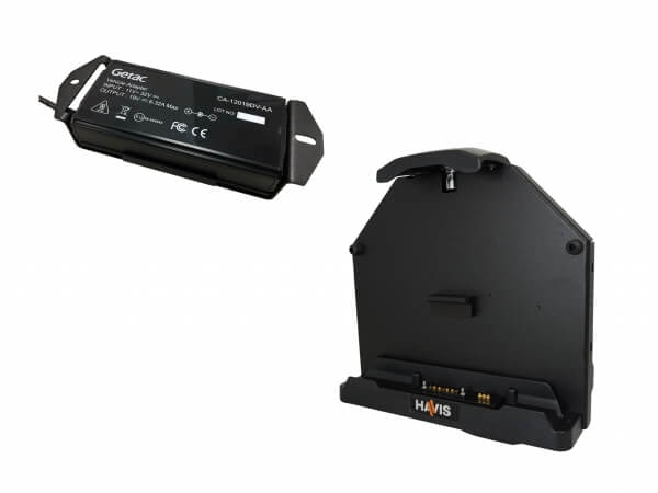 DISCONTINUED – Docking Station For Getac A140 Tablet With Triple Pass-Thru Antenna Connections & External Getac Power Supply with Lighter Plug