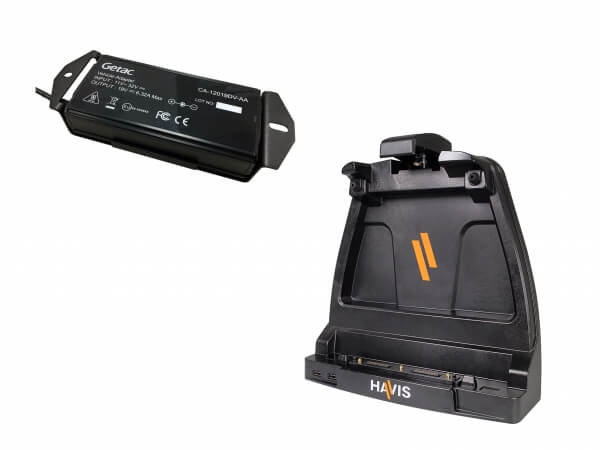 DISCONTINUED – Docking Station For Getac K120 Tablet With Triple Pass-Thru Antenna Connections & External Power Supply with Lighter Plug