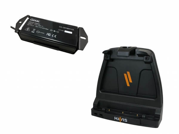 DISCONTINUED – Cradle  For Getac K120 Tablet With Triple Pass-Thru Antenna Connections & External Power Supply with 120W DC Lighter Plug