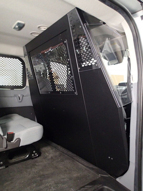Front partition for 2015-2024 Ford Transit window van with Low Roof and side swing out or sliding doors