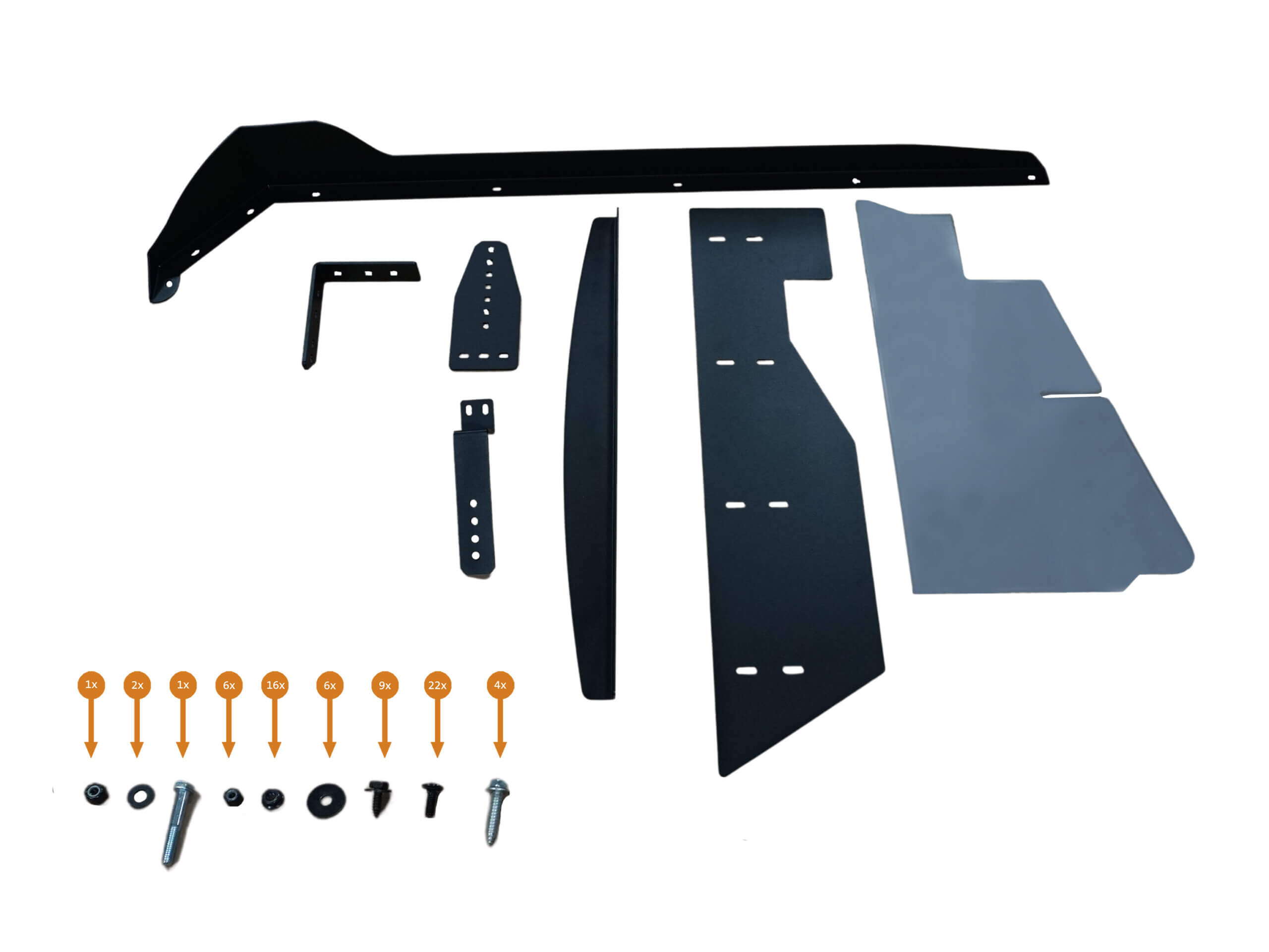Middle partition filler panel Mounting kit for 2008-2025 Chevrolet Savana G-Series van with dual side doors used with p/n: P-MID-1 middle partition