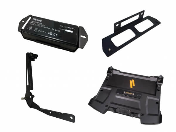 Package – Docking Station For Getac S410 Notebook With External Power Supply, Power Supply Mounting Bracket & Screen Support