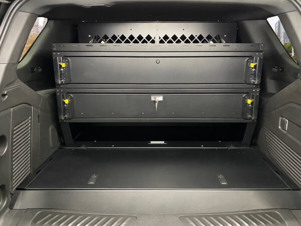 Premium 2-Drawer Package with Trunk Trays for 2021-2024 Chevrolet Tahoe with Havis K9-XL or K9-PT