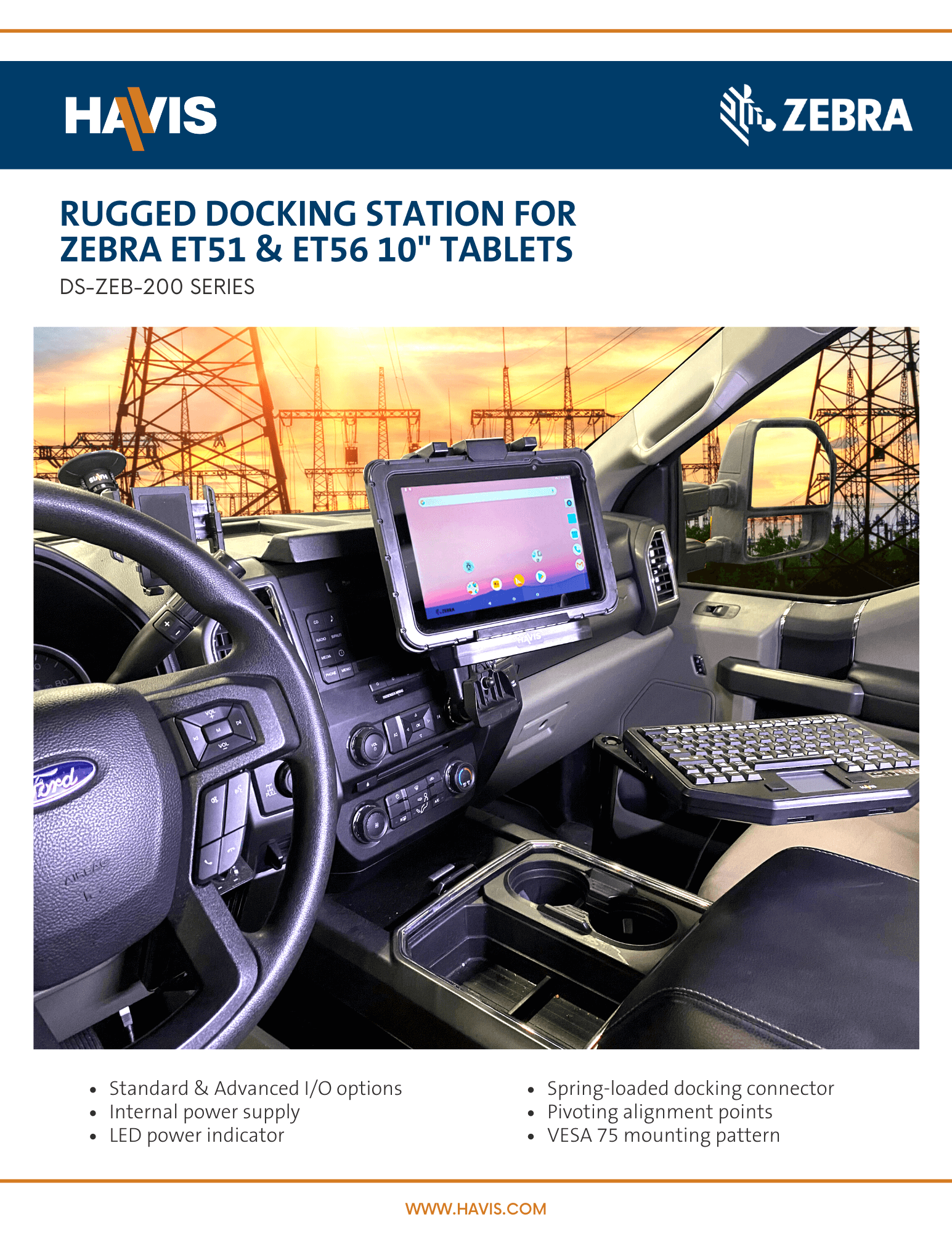 Zebra ET5X 10” Tablet Docking Station Sales Sheet – Work Truck