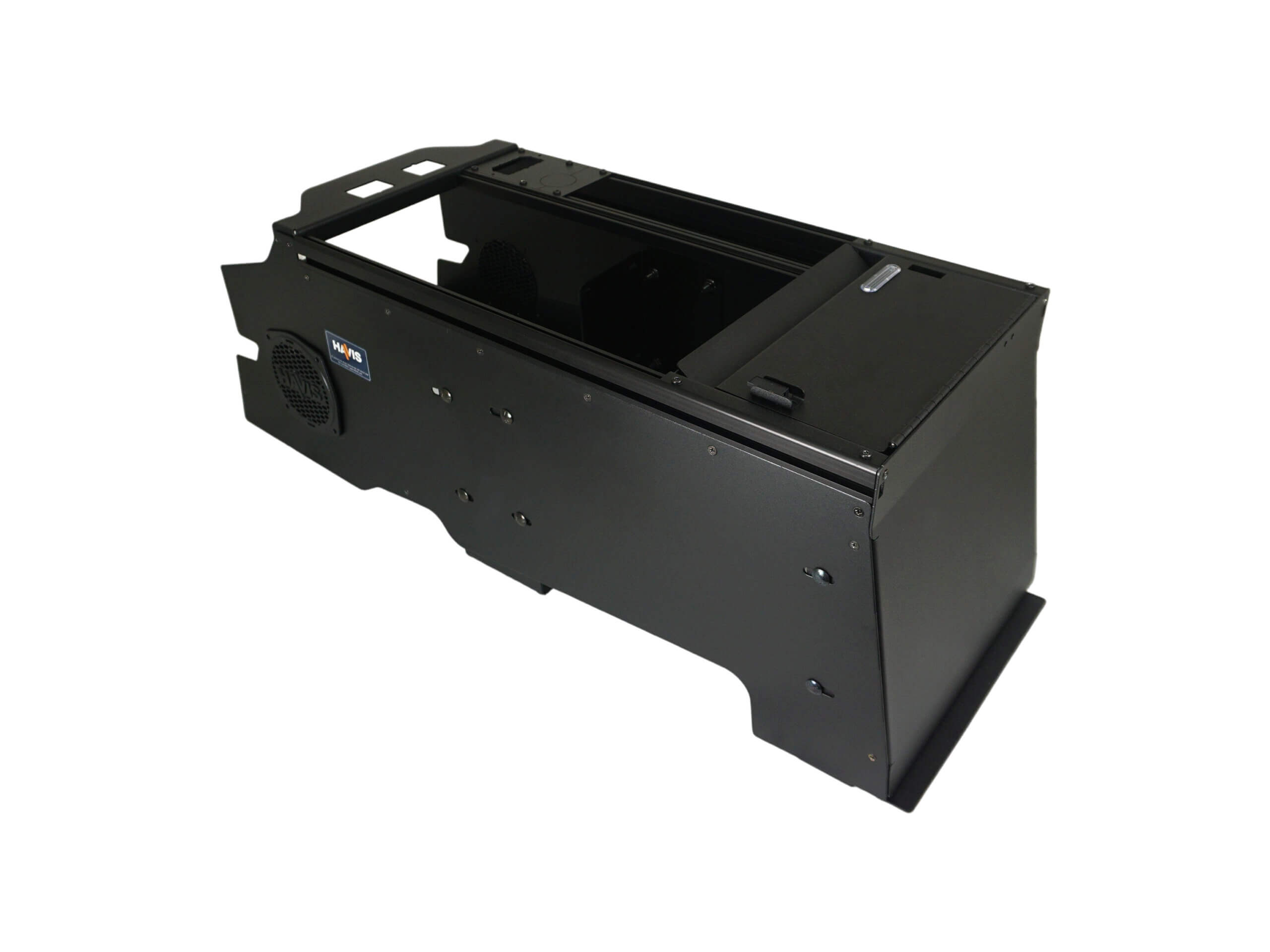 Vehicle-Specific 17″ Wide Flat Console With Internal Pocket 6 & 7 Printer Mount for 2021-2025 Ford F-150 Police Responder, Special Service vehicle (SSV), 2023-2025 Ford F-250, 350, 450 XL & XLT Super Duty pickup, F-450 & 550 cab chassis & F-600 Chassis Cab