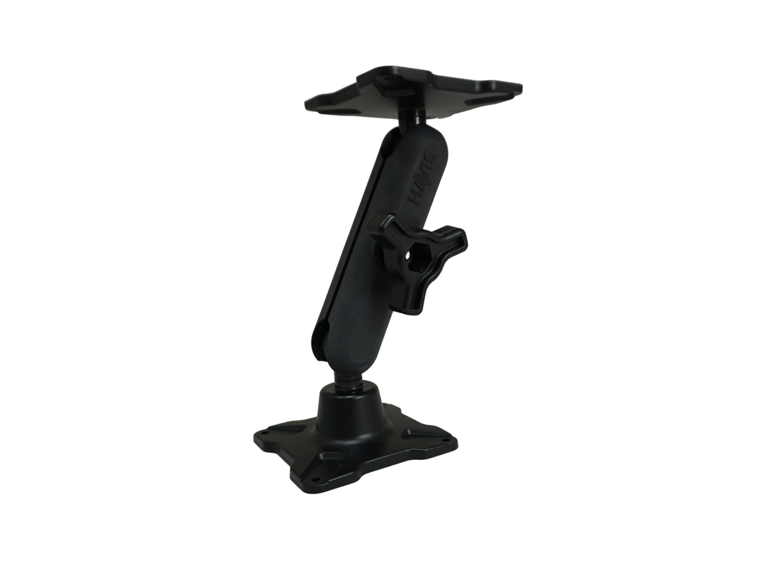 Dual Ball Mount with 1.00″ Knob-Style Long Housing, One Standard VESA 75 Plate & One Long VESA 75 Plate