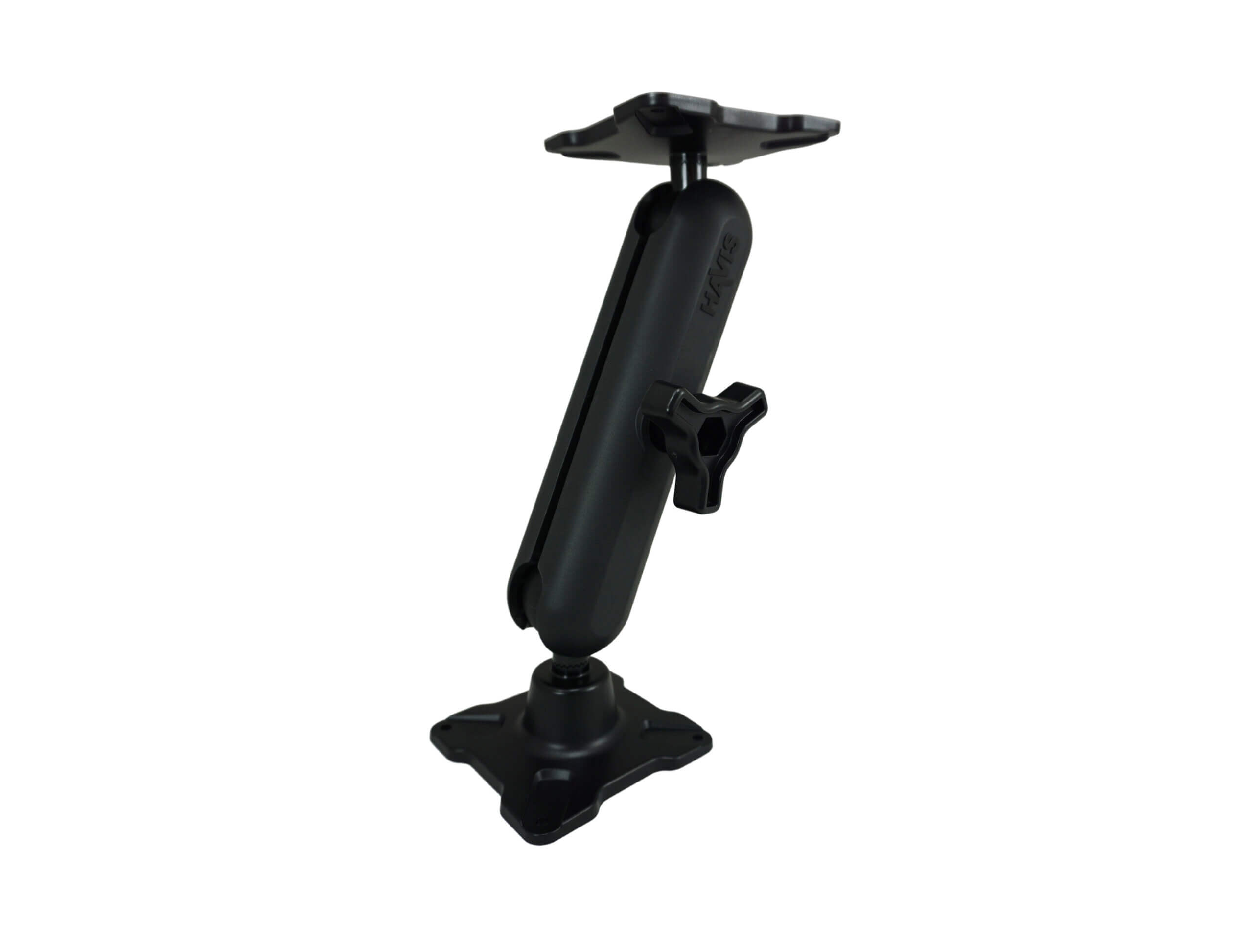 Dual Ball Mount with 1.50″ Knob-Style Long Housing, One Standard VESA 75 Plate & One Long VESA 75 Plate