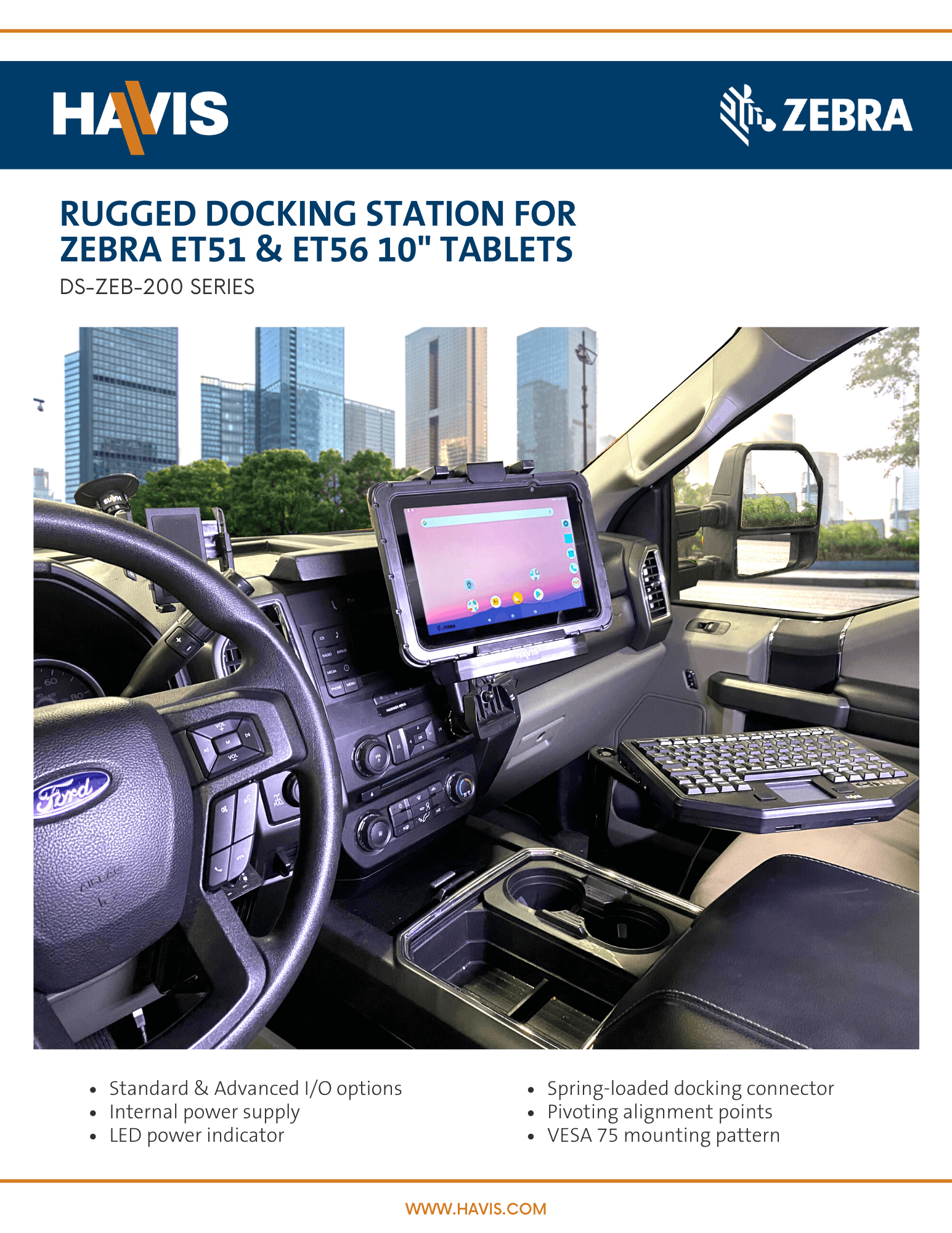 Zebra ET5X 10” Tablet Docking Station Sales Sheet – Public Safety