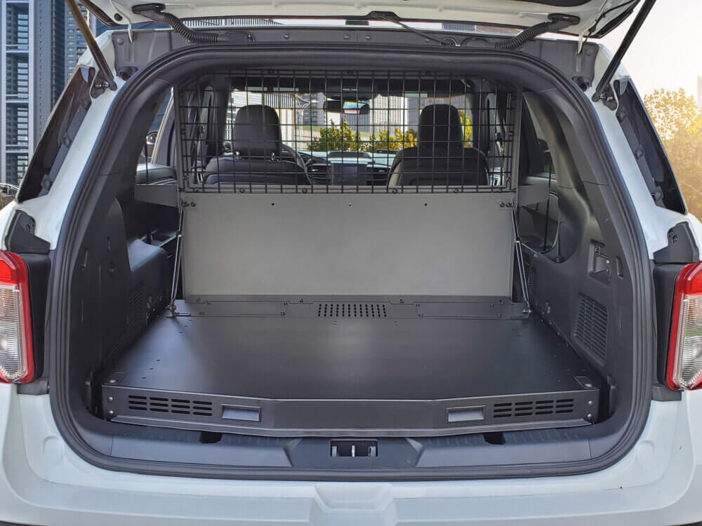 Premium Package – Raised Fold-Up Equipment Tray & Cargo Plate with 200 lbs Lift Struts for 2020-2025 Ford Interceptor Utility