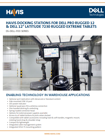 Docking Stations For Dell Pro Rugged 12 & Dell 12″  Latitude 7230 Rugged Extreme Tablet Sales Sheet – Material Handling