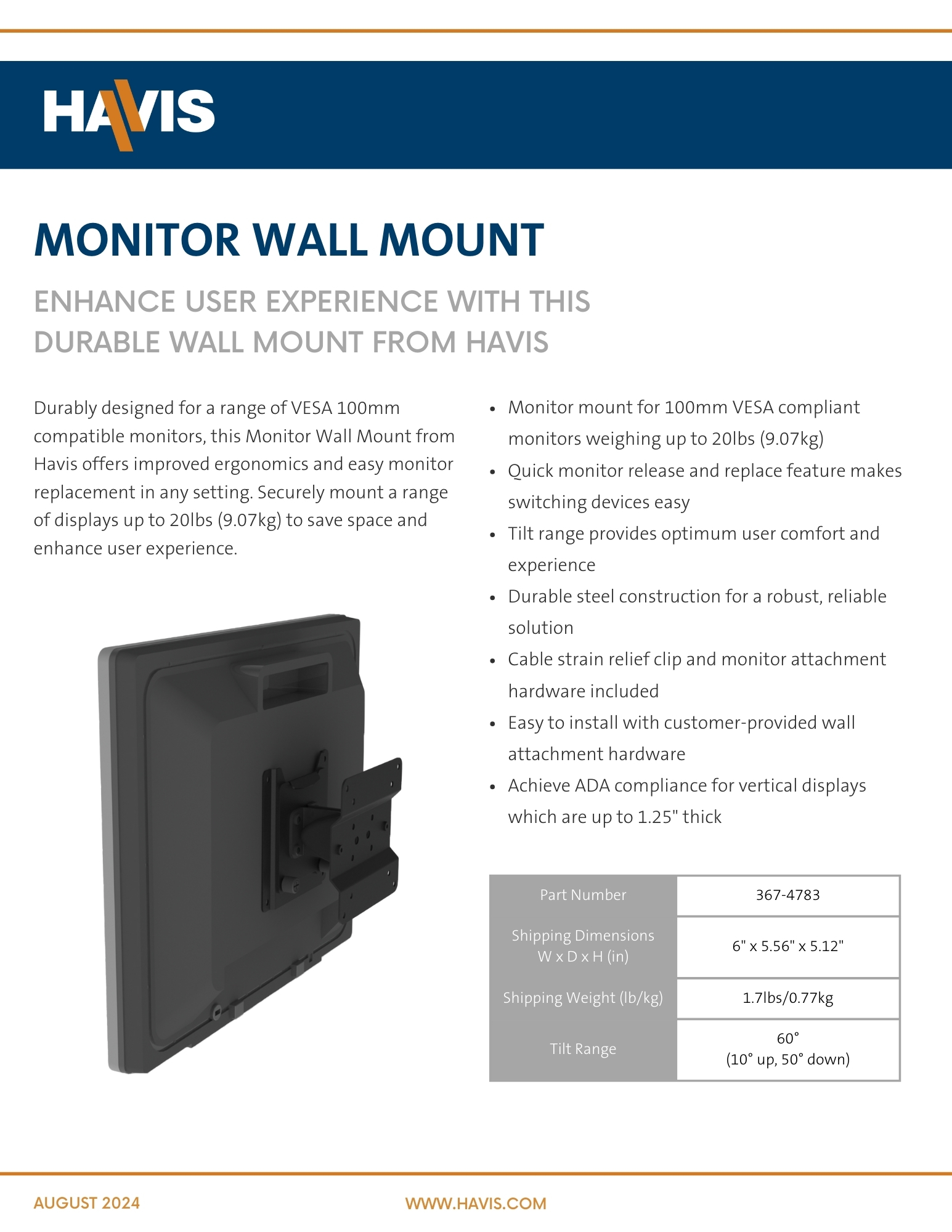 Monitor Wall Mount Datasheet