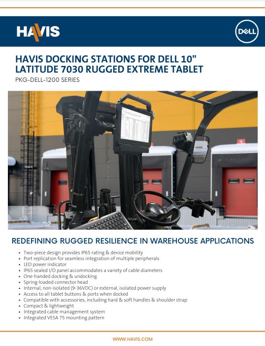 Docking Stations For Dell 10″  Latitude 7030 Rugged Extreme Tablet Sales Sheet – Material Handling (IP Rated)