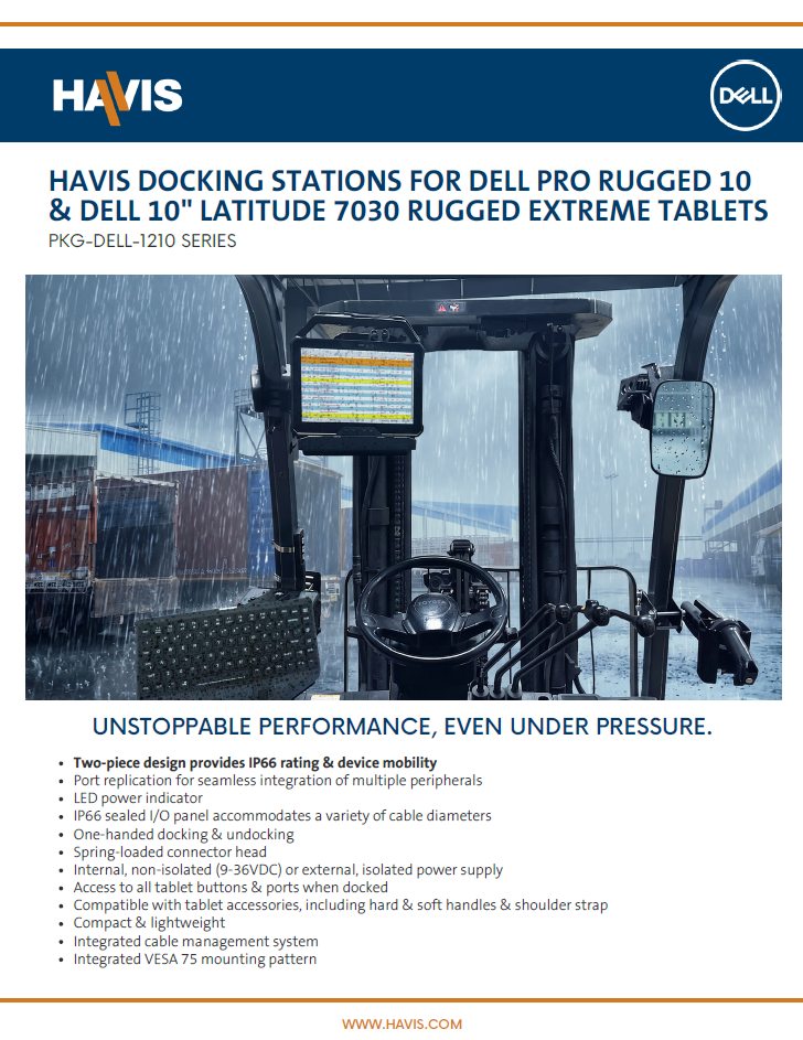Docking Stations For Dell Pro Rugged 10 & Dell 10″ Latitude 7030 Rugged Extreme Tablet Sales Sheet – (IP Rated)