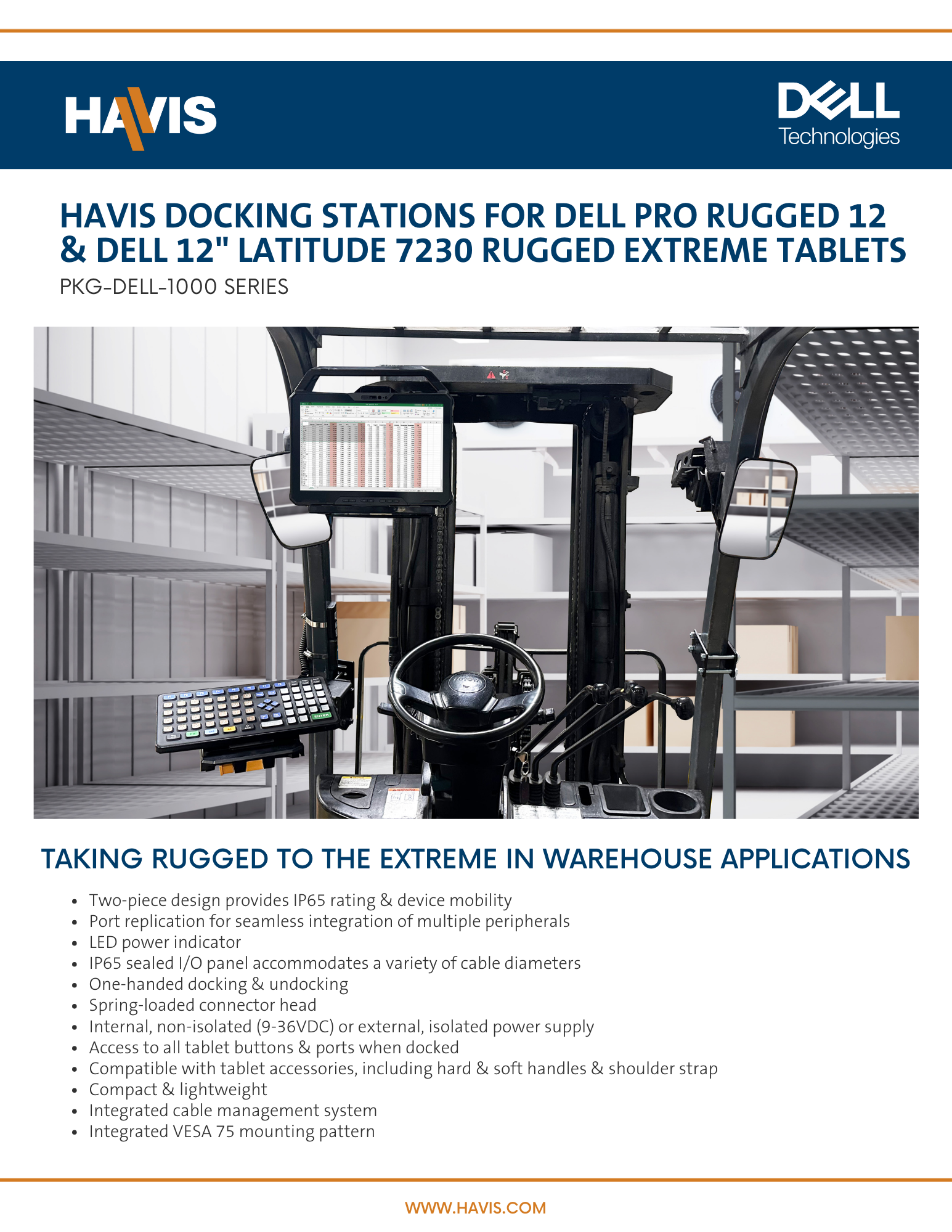 Docking Stations For Dell Pro Rugged 12 & Dell 12″  Latitude 7230 Rugged Extreme Tablet Sales Sheet – Material Handling (IP Rated)
