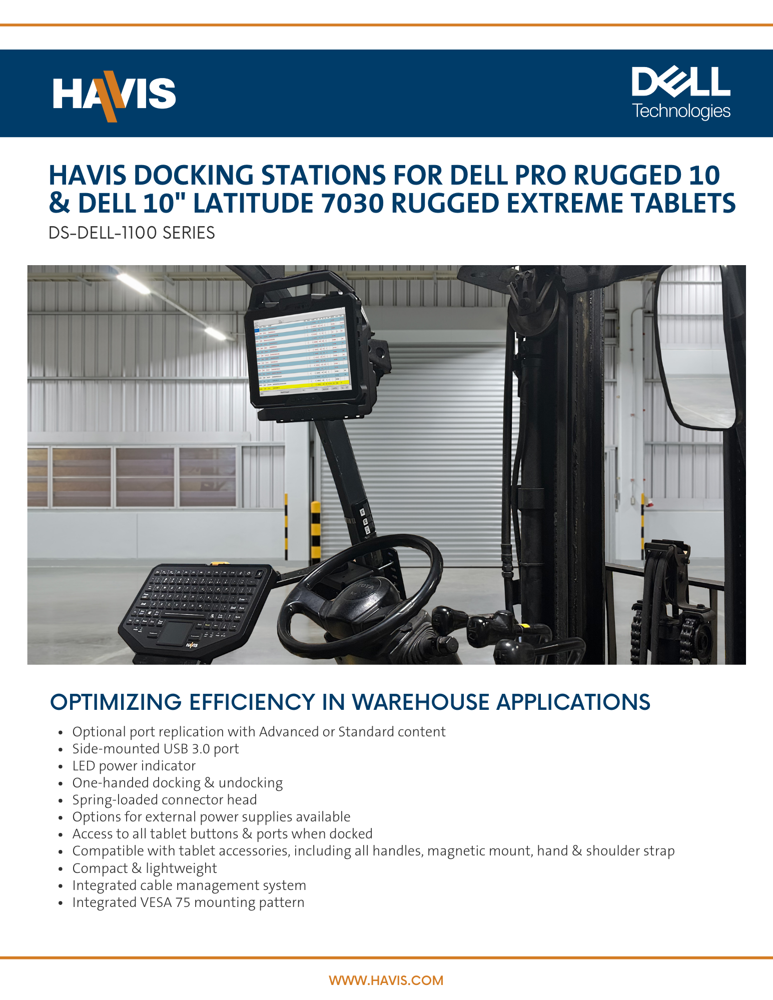 Docking Stations For Dell Pro Rugged 10 & Dell 10″ Latitude 7030 Rugged Extreme Tablet Sales Sheet – Material Handling