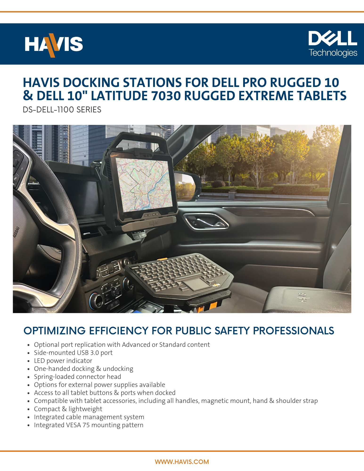 Docking Stations For Dell Pro Rugged 10 & Dell 10″ Latitude 7030 Rugged Extreme Tablet Sales Sheet – Public Safety