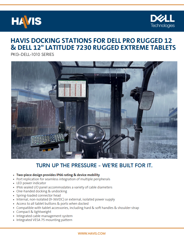 Docking Stations For Dell Pro Rugged 12 & Dell 12″  Latitude 7230 Rugged Extreme Tablet Sales Sheet – (IP Rated)