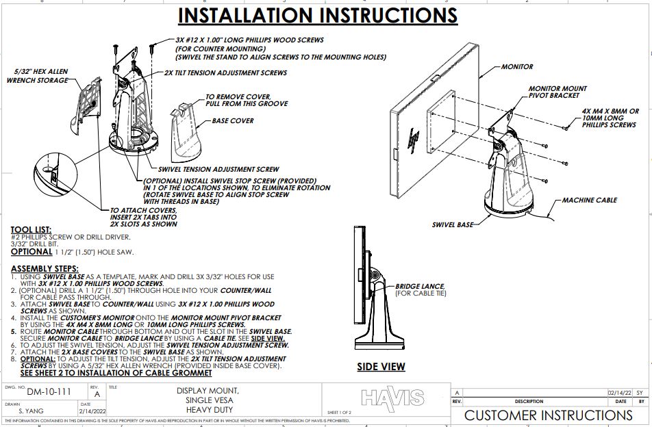 Customer Instructions