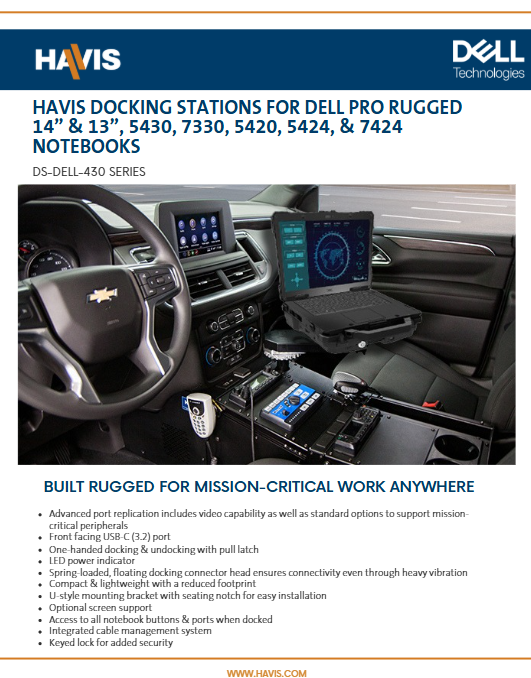 Docking Stations for Dell Pro Rugged 14” & 13”, 5430, 7330, 5420, 5424, & 7424 NOTEBOOKS – Public Safety