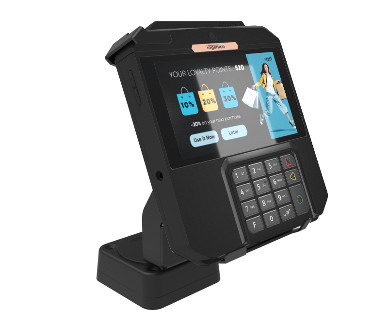Square Base Swivel Stand With Locking & Anti-skimming Options for Ingenico RX7000