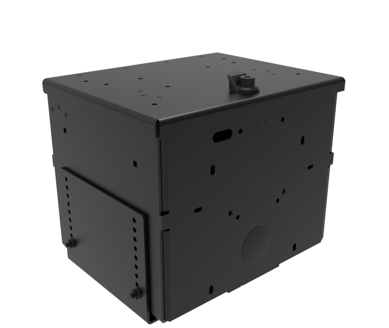 Universal Accessory Box 12.5″ Wide for Angled Series Work Truck Console, External Mount with Flip-Up Locking Lid