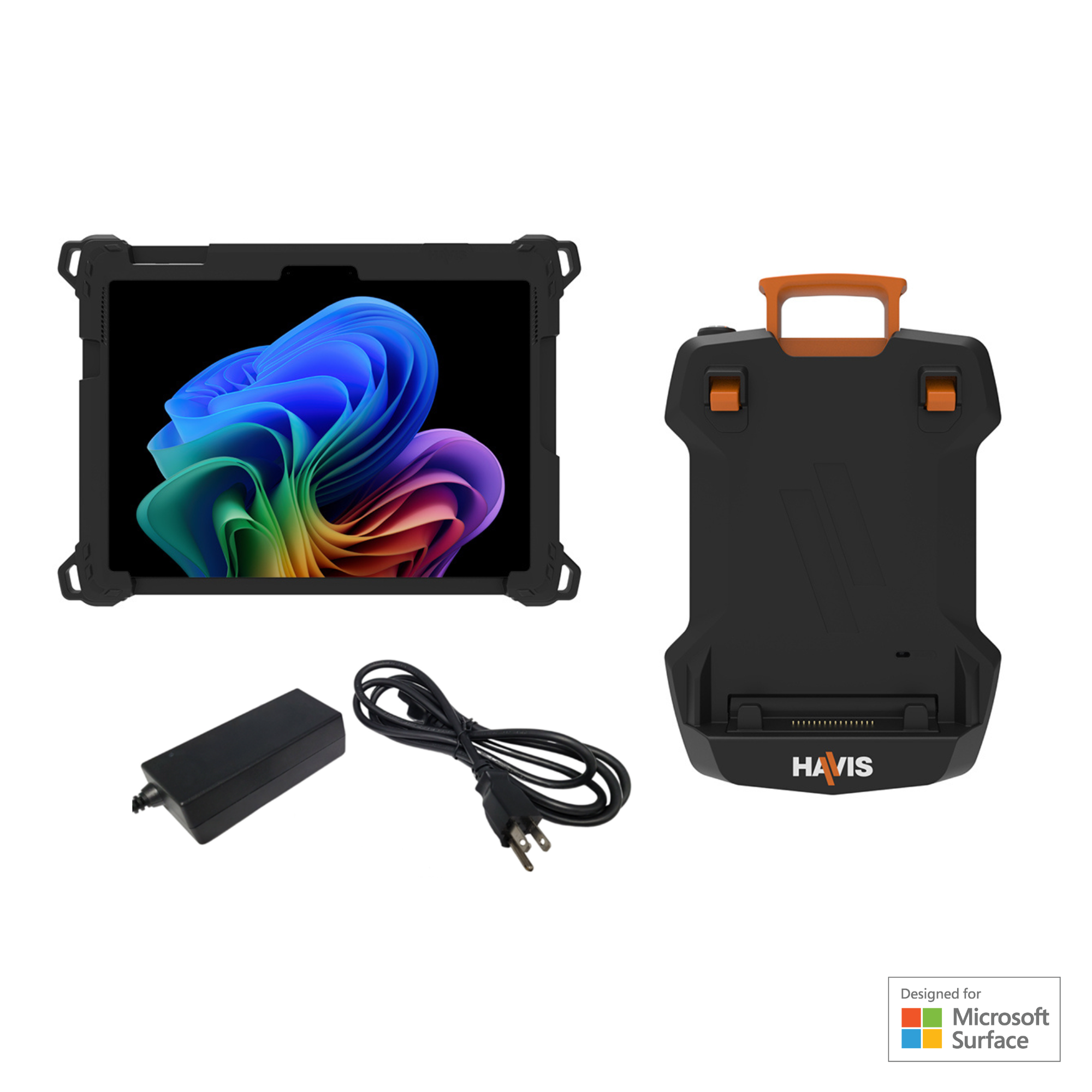 Package – DS-TAB-401-MSFT Docking Station, TC-401 Tablet Case, & LPS-183 AC Power Supply for Microsoft Surface Pro 9, 10, & 11th Edition