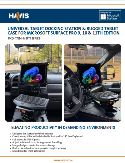 Universal Tablet Docking Station & Rugged Tablet Case for Microsoft Surface Pro 9, 10 & 11th Edition Sales Sheet