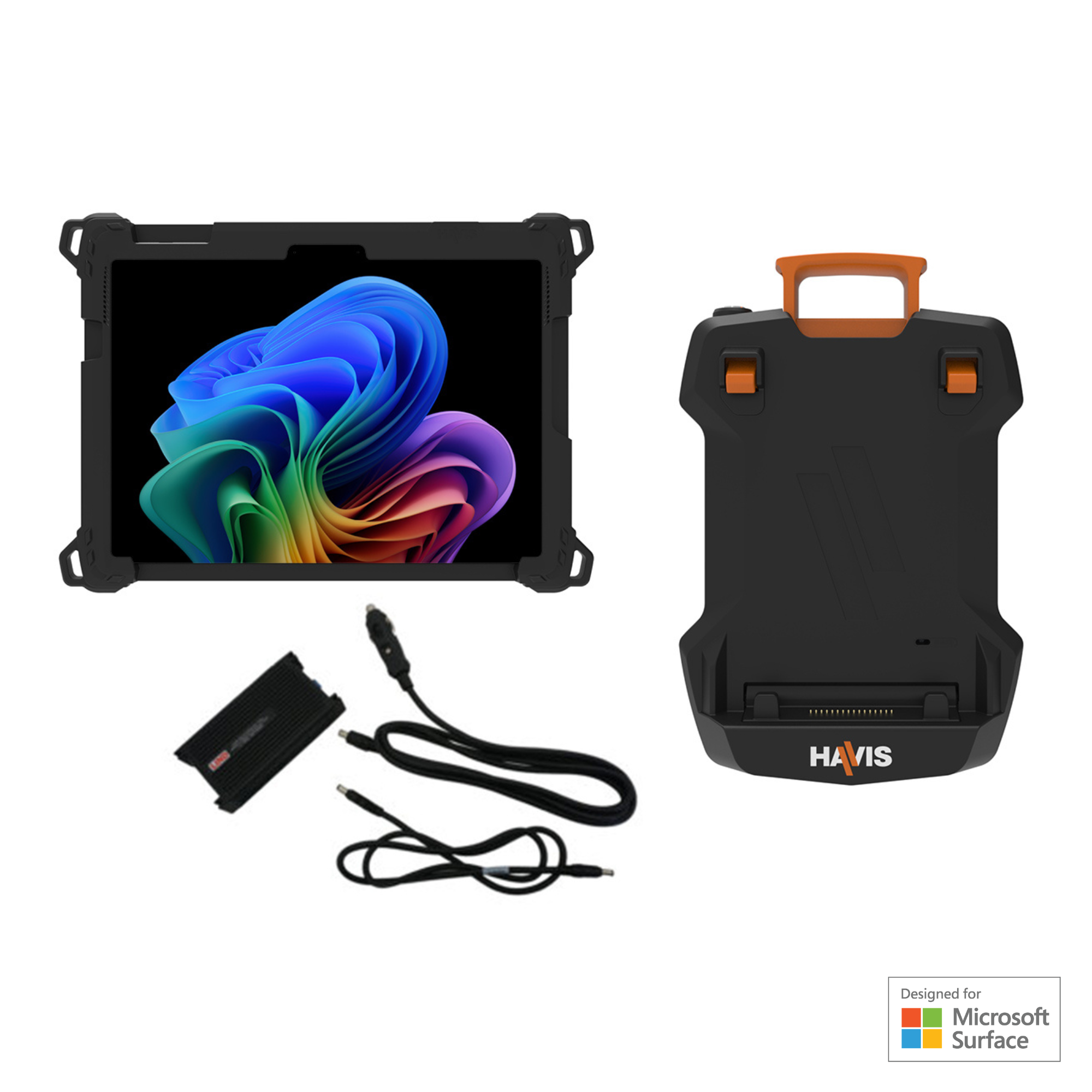 Package – DS-TAB-401-MSFT Docking Station, TC-401 Tablet Case, & LPS-184 DC Power Supply for Microsoft Surface Pro 9, 10, & 11th Edition