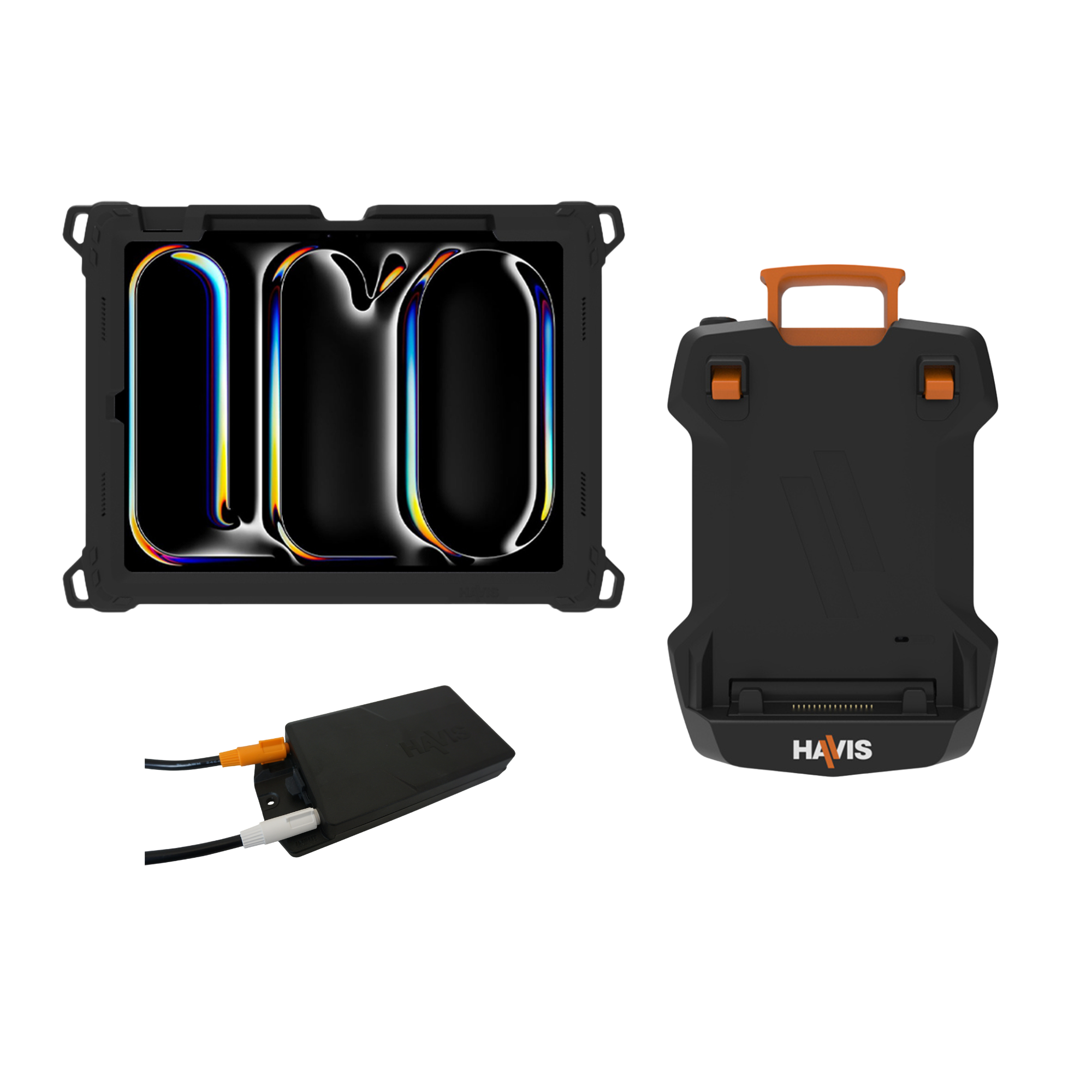 Package – DS-TAB-401 Docking Station, TC-403 Tablet Case, & Havis DC Power Supply for Apple iPad Pro 11″ (M4, M5)