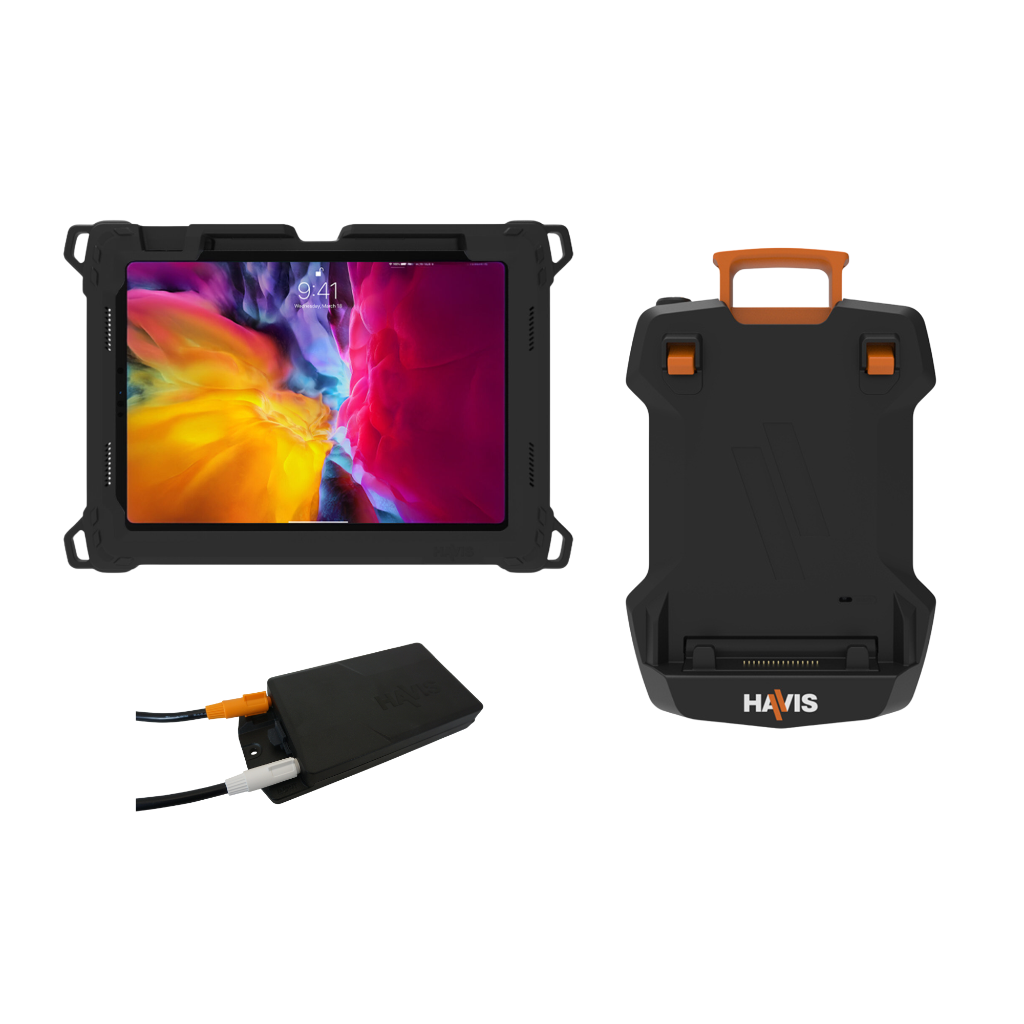 Package – DS-TAB-401 Docking Station, TC-409 Tablet Case, & Havis DC Power Supply for Apple iPad Pro 11″ (2nd – 4th Gen)