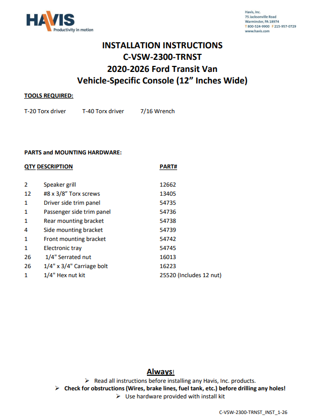 Installation Instructions (pdf)