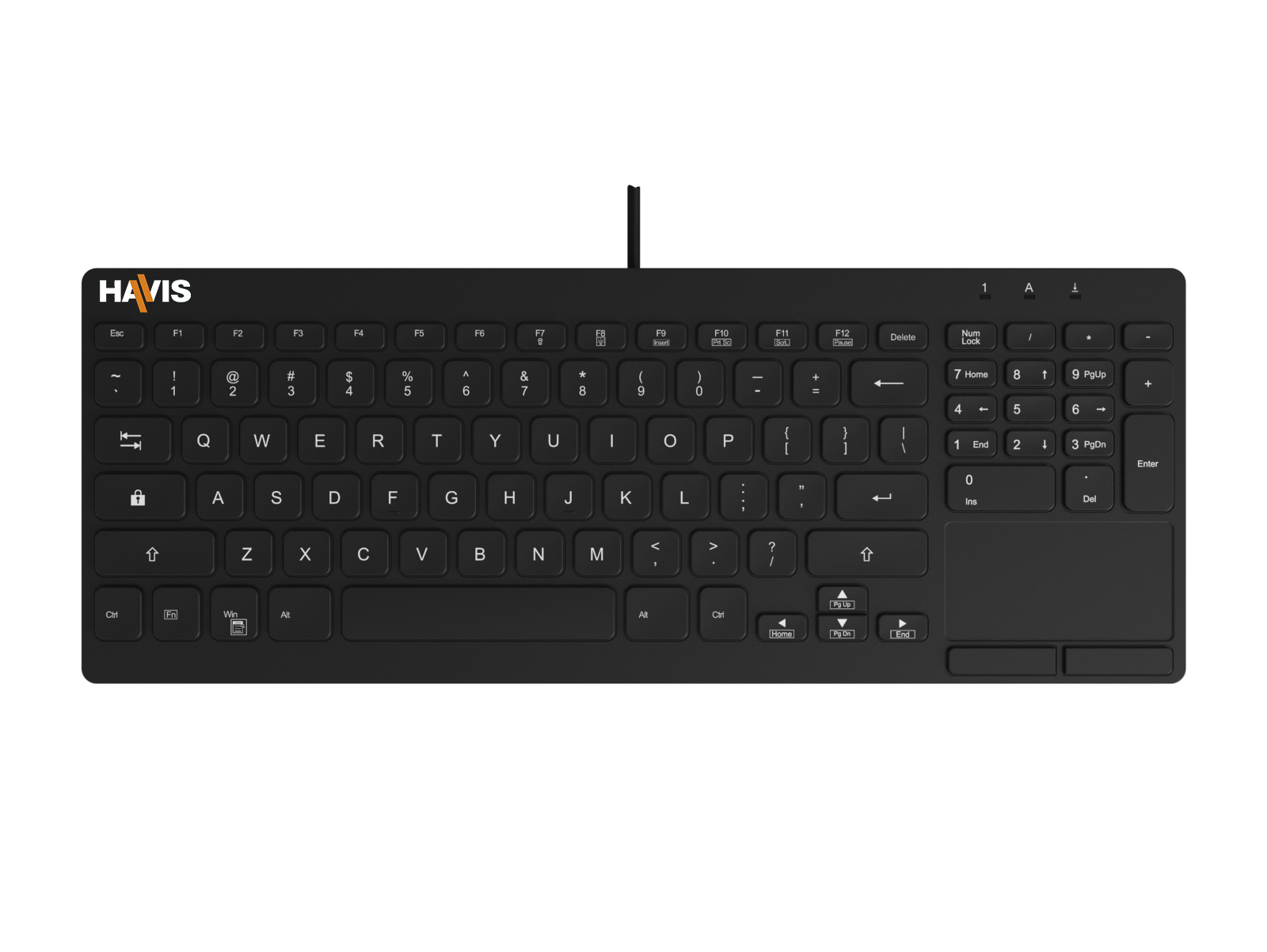 MEDICAL KEYBOARD WITH NUMBER PAD & RIGHT TOUCHPAD – BLACK