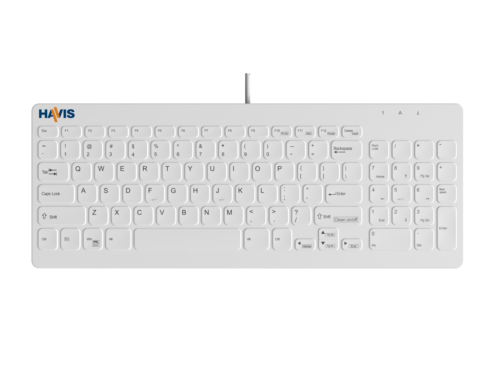 MEDICAL KEYBOARD WITH NUMBER PAD – WHITE